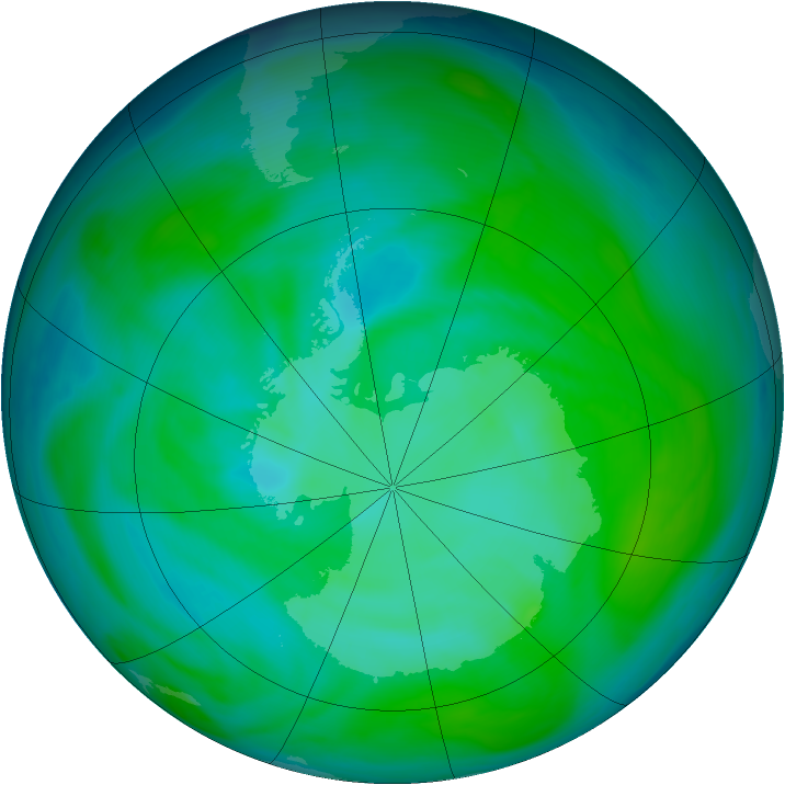 Antarctic ozone map for 21 December 2004